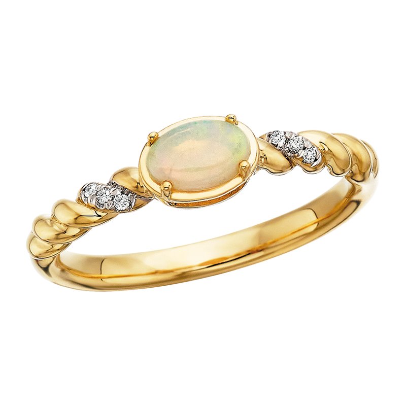 10k Yellow Gold Opal & Diamond Ring