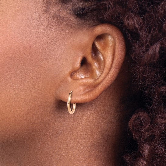 10k Rose Gold Hoop Earrings - 2mm