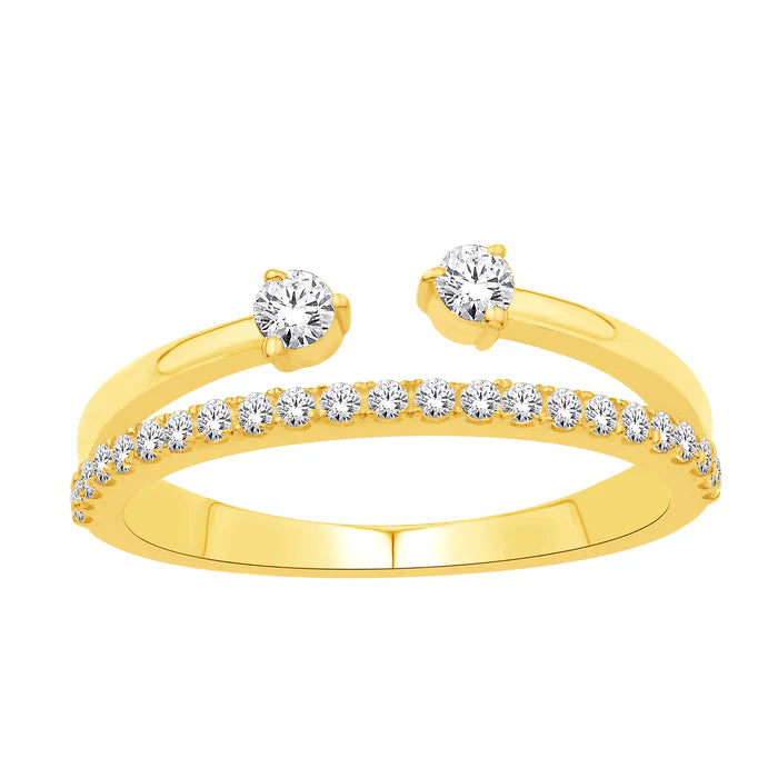 14k Yellow Gold Split Shank Diamond Ring
