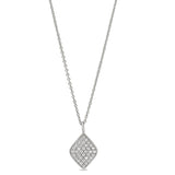 Platinum Finish Sterling Silver Micropave Diamond Shaped Pendant with Simulated Diamonds on 16