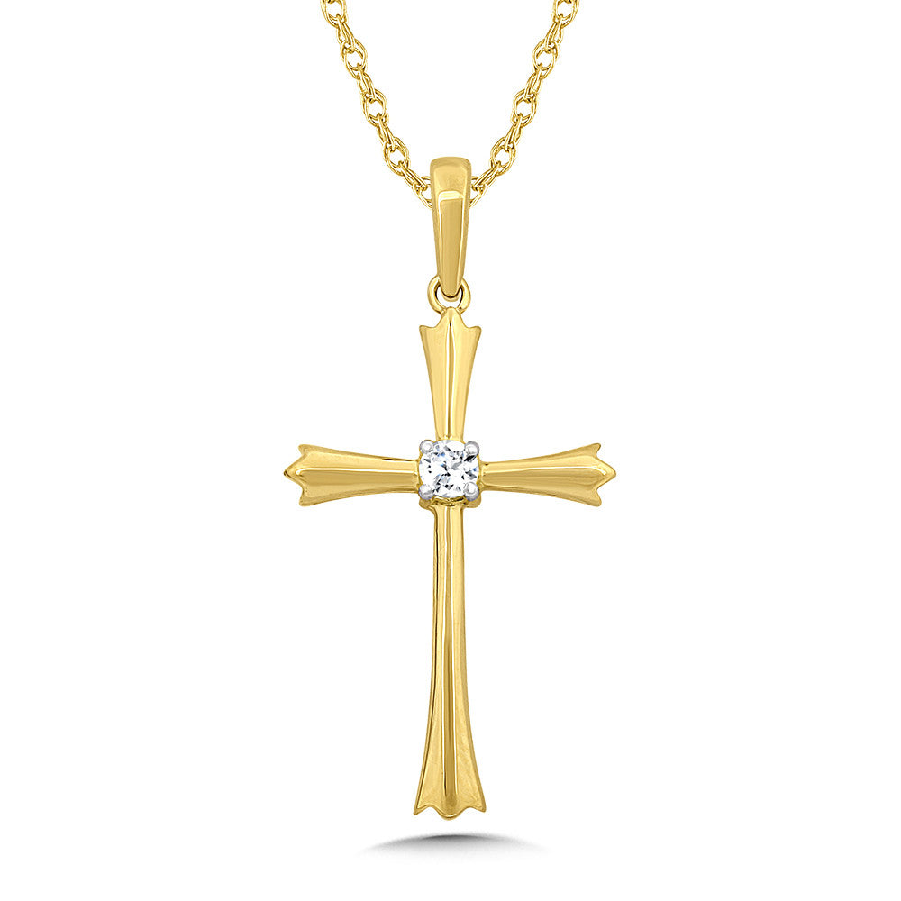 10k Yellow Gold Diamond Cross Necklace