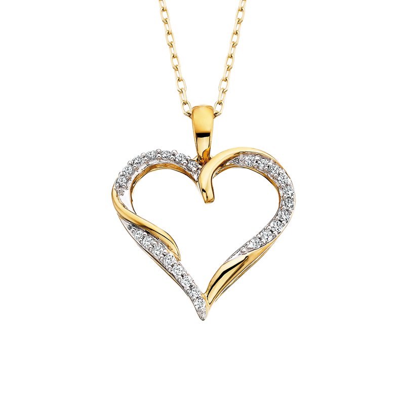 10k Yellow Gold Diamond Heart Necklace