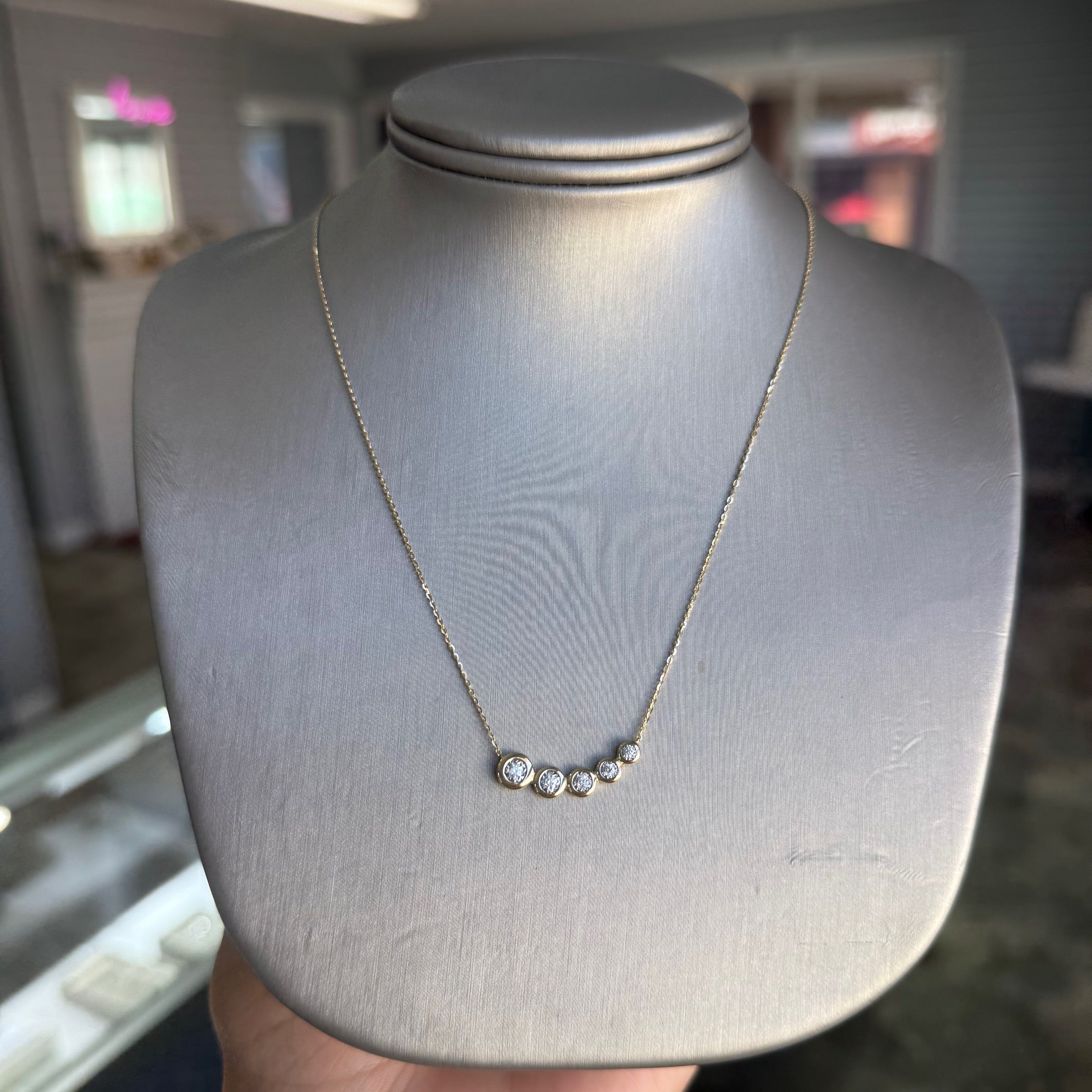 14k Yellow Gold Diamond East-West Journey Necklace