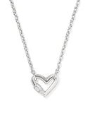 Emery Heart Short Pendant- Silver with White CZ