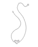 Emery Heart Short Pendant- Silver with White CZ