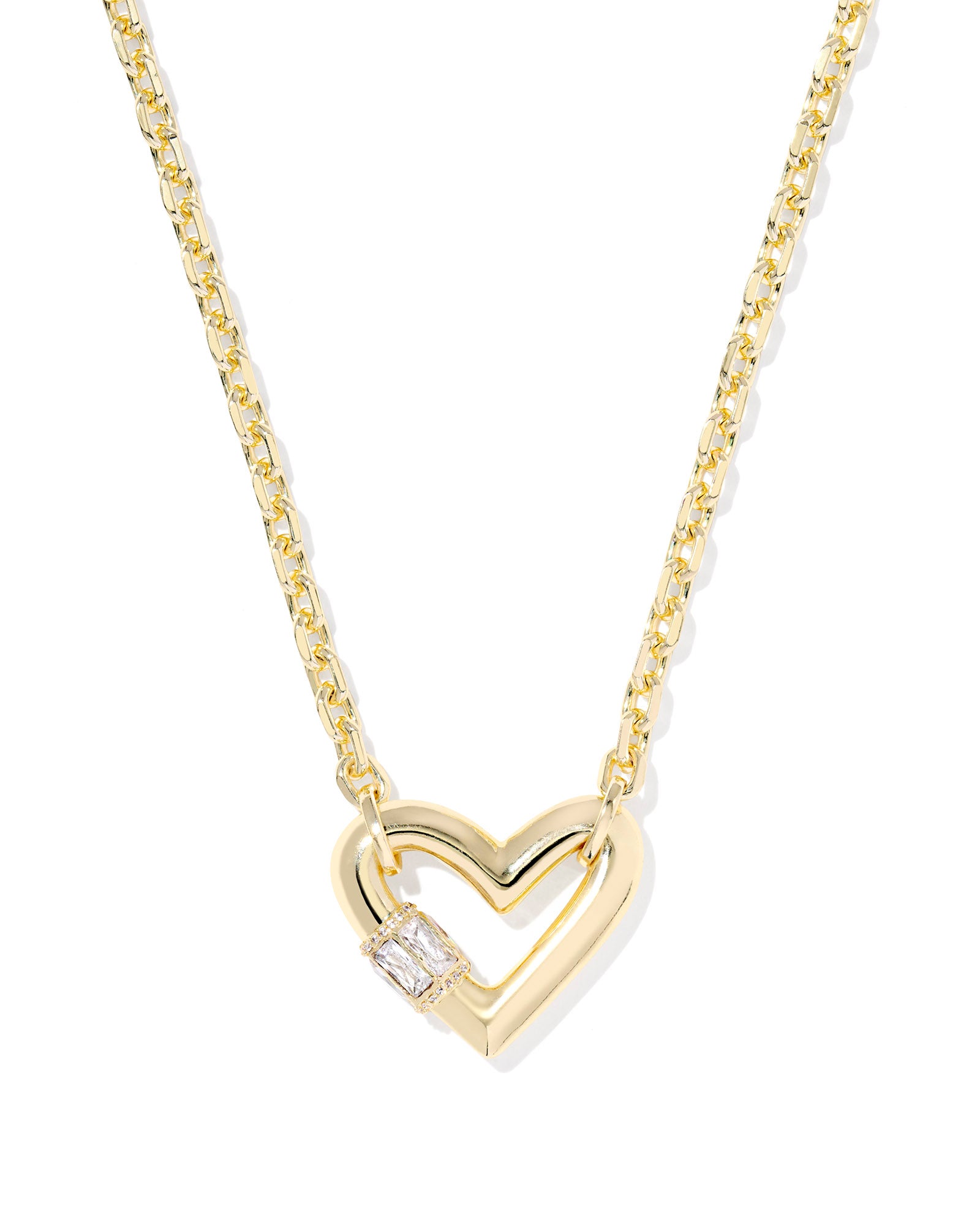 Kendra Scott Emery Heart Necklace- Goldtone with White CZ
