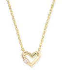 Kendra Scott Emery Heart Necklace- Goldtone with White CZ
