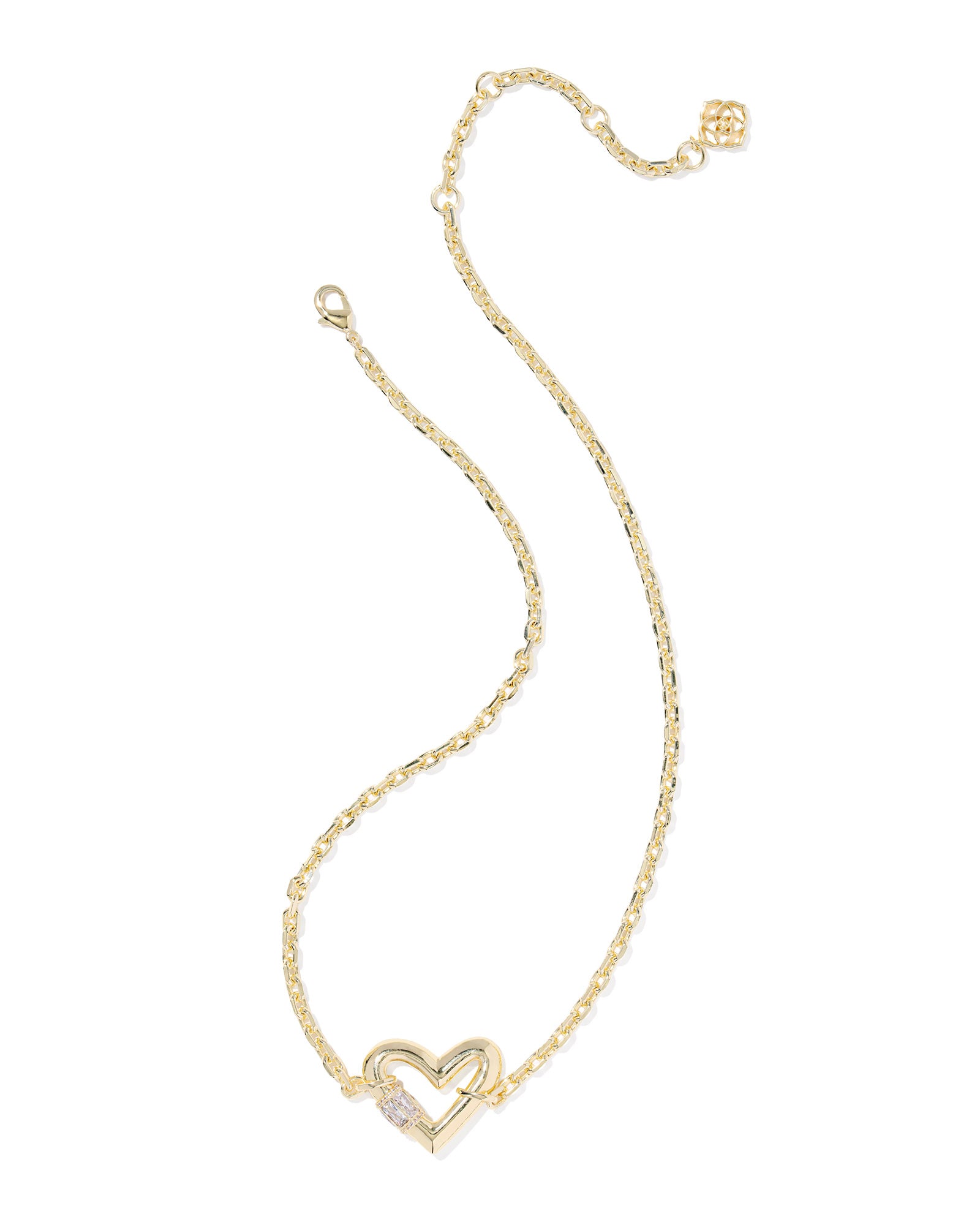 Kendra Scott Emery Heart Necklace- Goldtone with White CZ