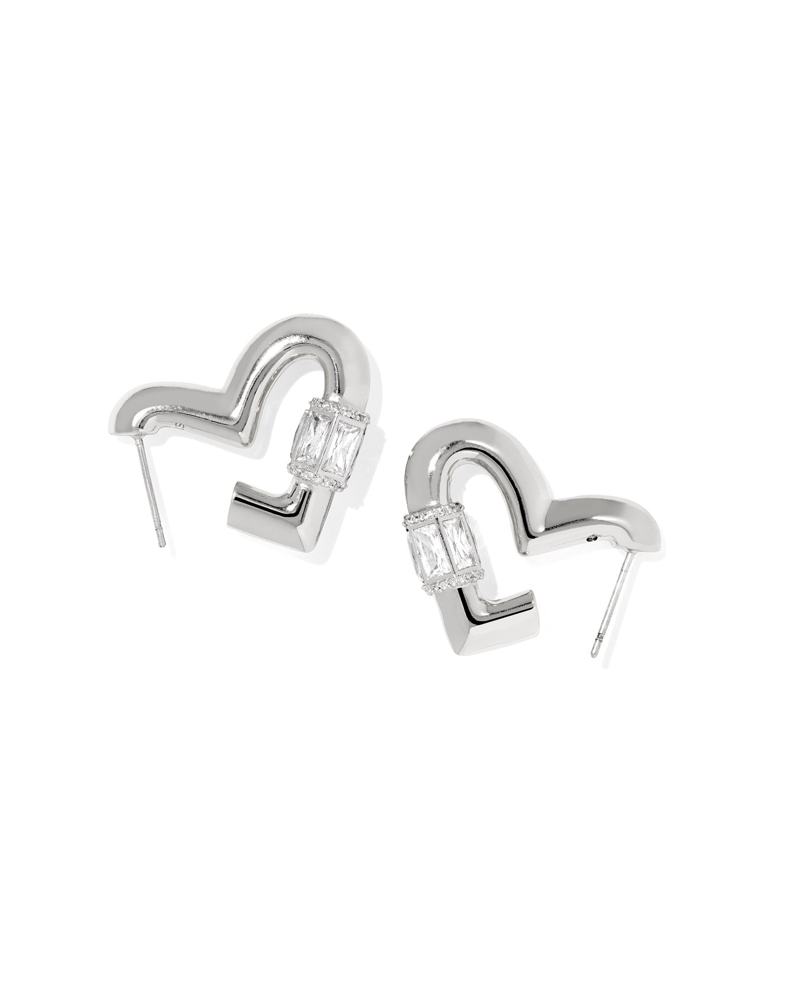 Kendra Scott Emery Heart Hoop- Silver with White CZ