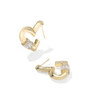 Emery Heart Hoop Earrings- Goldtone with White CZ