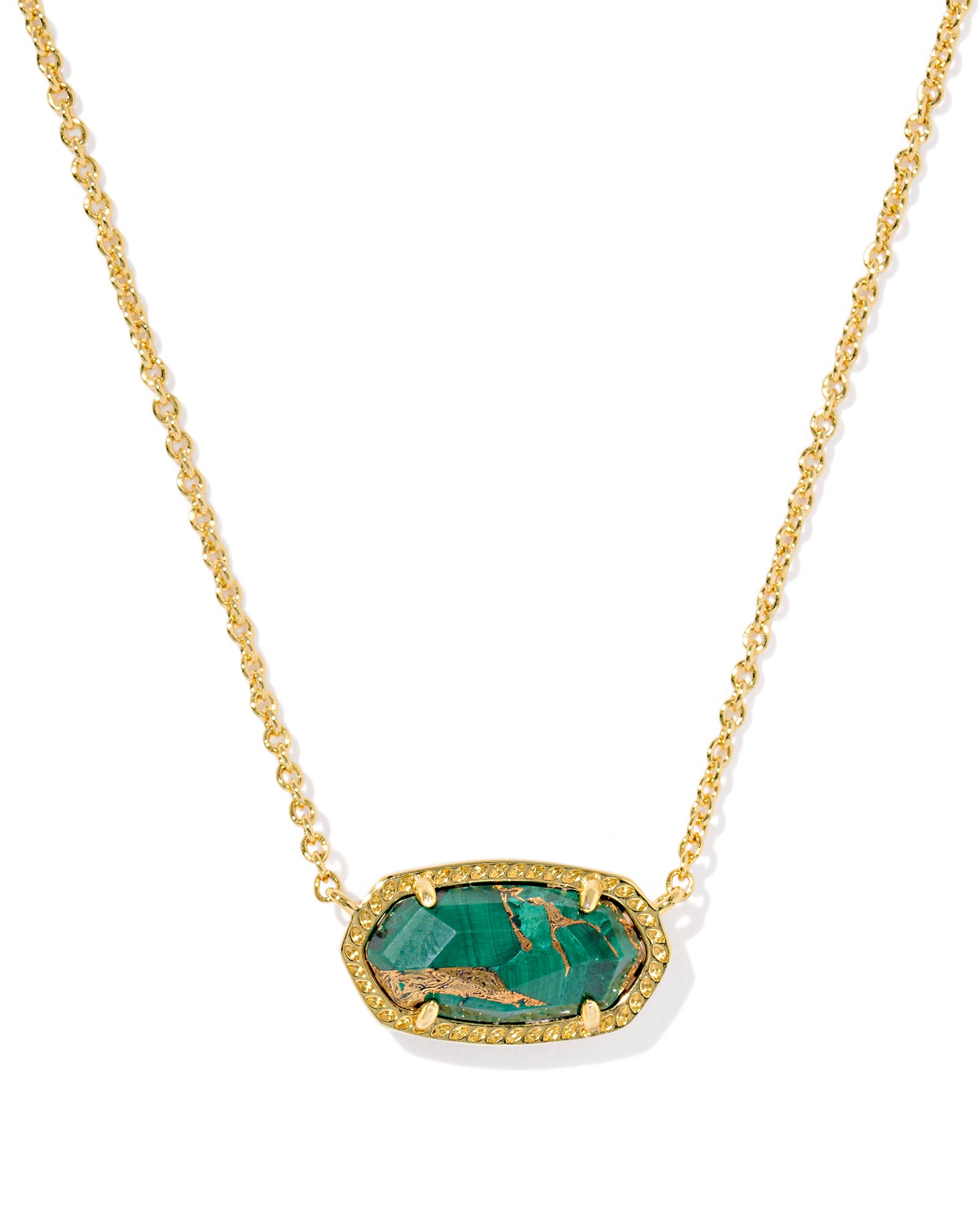 Kendra Scott Elisa Necklace - Bronze with Veined Green Malachite