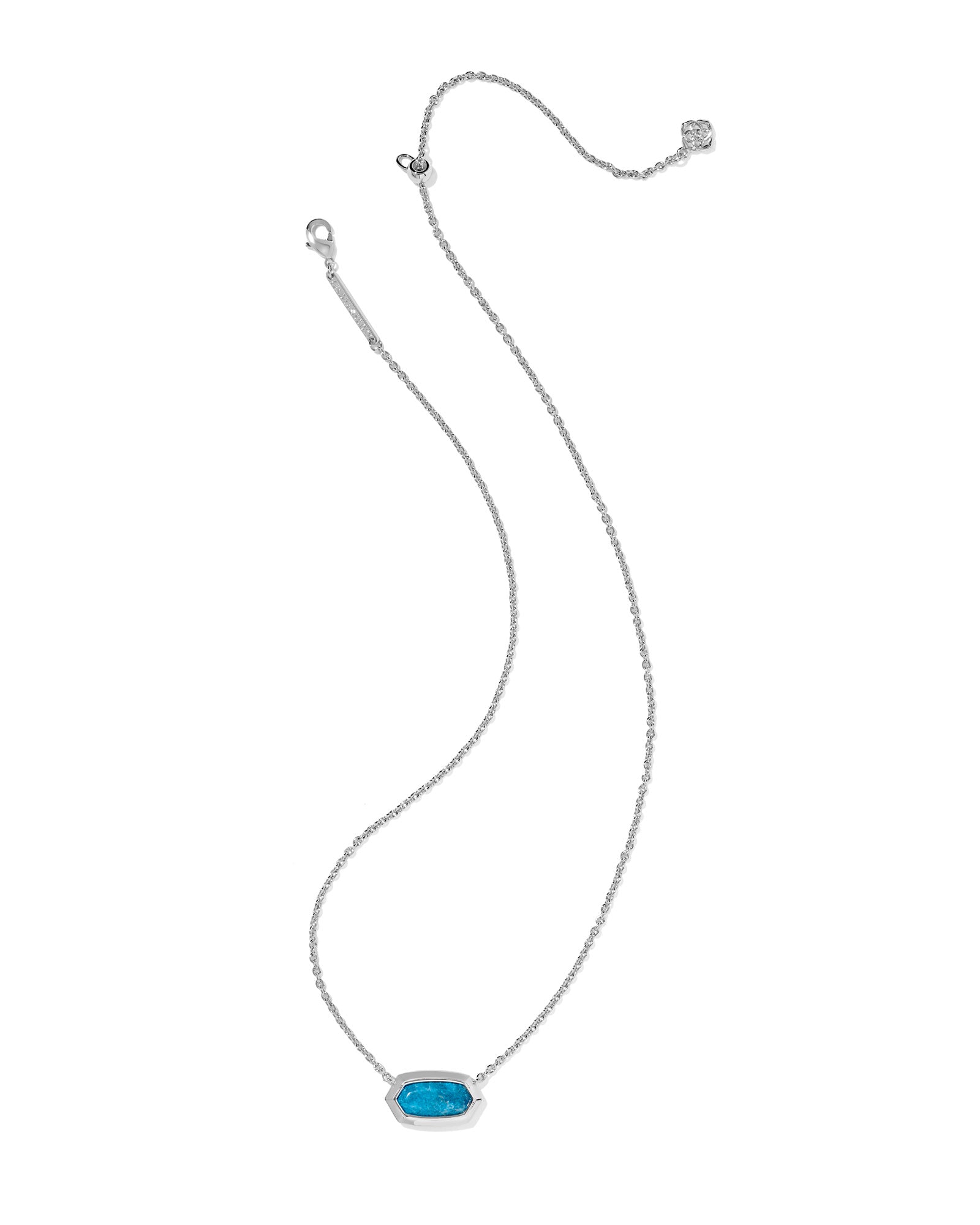 Kendra Scott Elisa Bezel Necklace- Silver with Variegated Indigo Magnesite