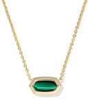 Kendra Scott Eliza Bezel Necklace - Goldtone with Green Tigers Eye