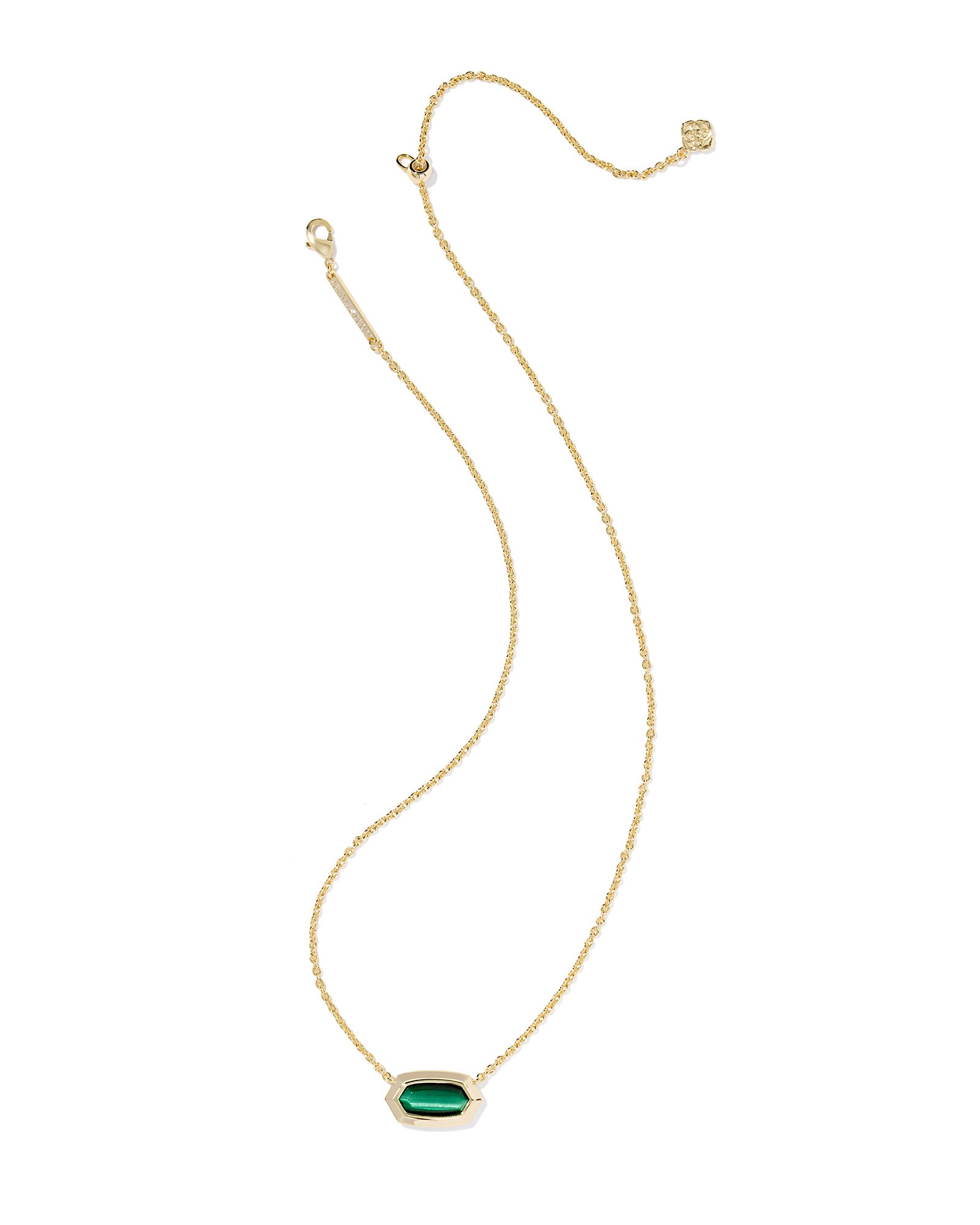 Kendra Scott Eliza Bezel Necklace - Goldtone with Green Tigers Eye