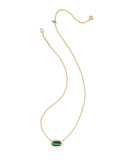 Kendra Scott Eliza Bezel Necklace - Goldtone with Green Tigers Eye