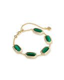 Kendra Scott Elaina Bezel Delicate Chain Bracelet - Goldtone with Green Tigers Eye