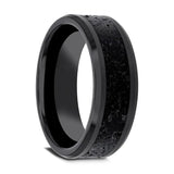 Men's Polished Black Ceramic Band with Black & Gray Lava Rock Inlay