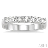 1/2 Ctw 7 Stone Round Cut Diamond Wedding Band in 14K White Gold