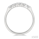 1/2 Ctw 5 Stone Round Cut Diamond Wedding Band in 14K White Gold