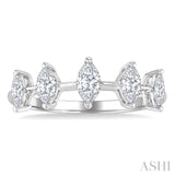 3/4 Ctw Marquise Cut Diamond Half Eternity 5-Stone Fashion Band in 14K White Gold