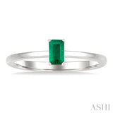 5x3 MM Octagon shape Emerald Precious Solitaire Ring in 14K White Gold