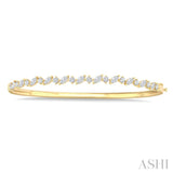 1 1/3 Ctw Marquise and Round Cut Diamond Stackable Bangle in 14K Yellow Gold