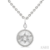 1/10 Ctw Round Fluted Medallion Round Cut Diamond Star of David Pendant With Chain in Sterling Silver