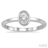1/50 Ctw Oval Shape Round Cut Diamond Promise Ring in 10K White Gold