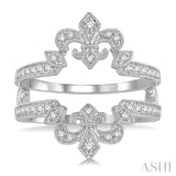 1/4 Ctw Marquise Fleur De Lis Round Cut Diamond Insert Ring in 14K White Gold