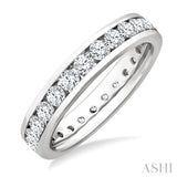1 1/2 Ctw Channel Round Cut Diamond Eternity Wedding Band in 14K White Gold