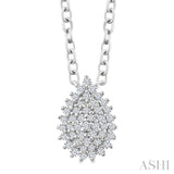 1/6 Ctw Petite Pear Shape Round Cut Diamond Cluster Fashion Pendant With Chain in 10K White Gold