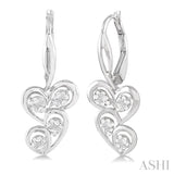 1/10 ctw Round Cut Diamond Twice Heart Earrings in Sterling Silver