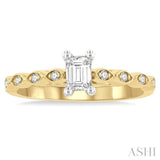 3/8 Ctw Round & Emerald Cut Diamond Engagement Ring With 1/3 Ctw Emerald Cut Center Stone in 14K Yellow and White Gold