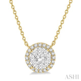 1/2 Ctw Circular Round Cut Diamond Lovebright Pendant With Chain in 14K Yellow and White Gold