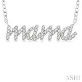 1/5 Ctw 'mama' Script Round Cut Diamond Necklace in 10K White Gold