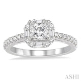 1 1/5 Ctw Diamond Engagement Ring with 5/8 Ct Princess Cut Center Stone in 14K White Gold