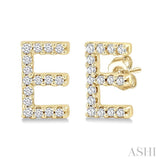 1/10 Ctw Initial 'E' Single Cut Diamond Earrings in 10K Yellow Gold