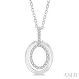 1/10 Ctw Petite Twin Oval Round Cut Diamond Fashion Pendant With Chain in 10K White Gold