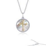 Cross On Mother Of Pearl Disc Necklace