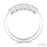 1 Ctw Princess Cut Diamond Wedding Band in 14K White Gold