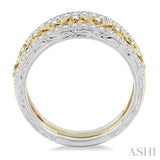 1/2 Ctw Round Cut Diamond Triple Band Set in 14K white and yellow Gold