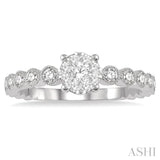 1/3 Ctw Round Shape Lattice Lovebright Diamond Cluster Ring in 14K White Gold