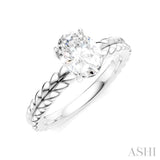 1/20 Ctw Oval Shape Round Cut Diamond Semi-Mount Engagement Ring in 14K White Gold