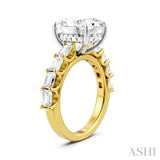 1 1/3 Ctw Oval Shape Emerald and Round Cut Diamond Semi-Mount Engagement Ring in 14K Yellow and White Gold