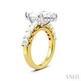 1 1/3 Ctw Marquise Shape Princess and Round Cut Diamond Semi-Mount Engagement Ring in 14K Yellow and White Gold