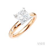 1/6 Ctw Akari Princess Shape Round Cut Diamond Semi-Mount Engagement Ring in 14K Rose and White Gold