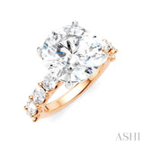 1 1/3 Ctw Round Shape Oval and Round Cut Diamond Semi-Mount Engagement Ring in 14K Rose and White Gold