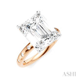 1/5 Ctw Akari Emerald Shape Round Cut Diamond Semi-Mount Engagement Ring in 14K Rose and White Gold