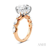 1 Ctw Round Shape Marquise and Round Cut Diamond Semi-Mount Engagement Ring in 14K Rose and White Gold