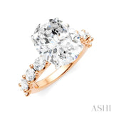 1 1/3 Ctw Oval Shape Oval and Round Cut Diamond Semi-Mount Engagement Ring in 14K Rose and White Gold
